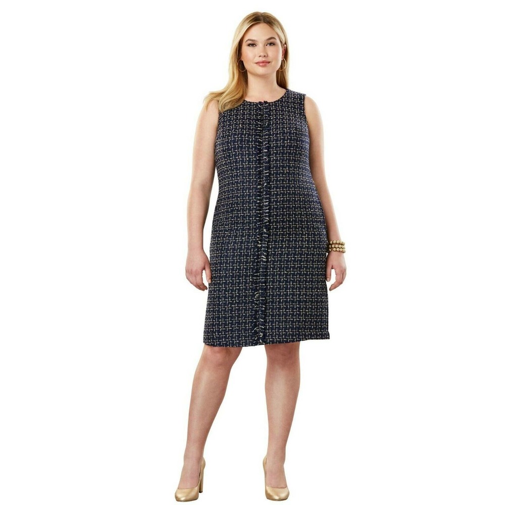 Jessica London Metallic Tweed Shift Dress